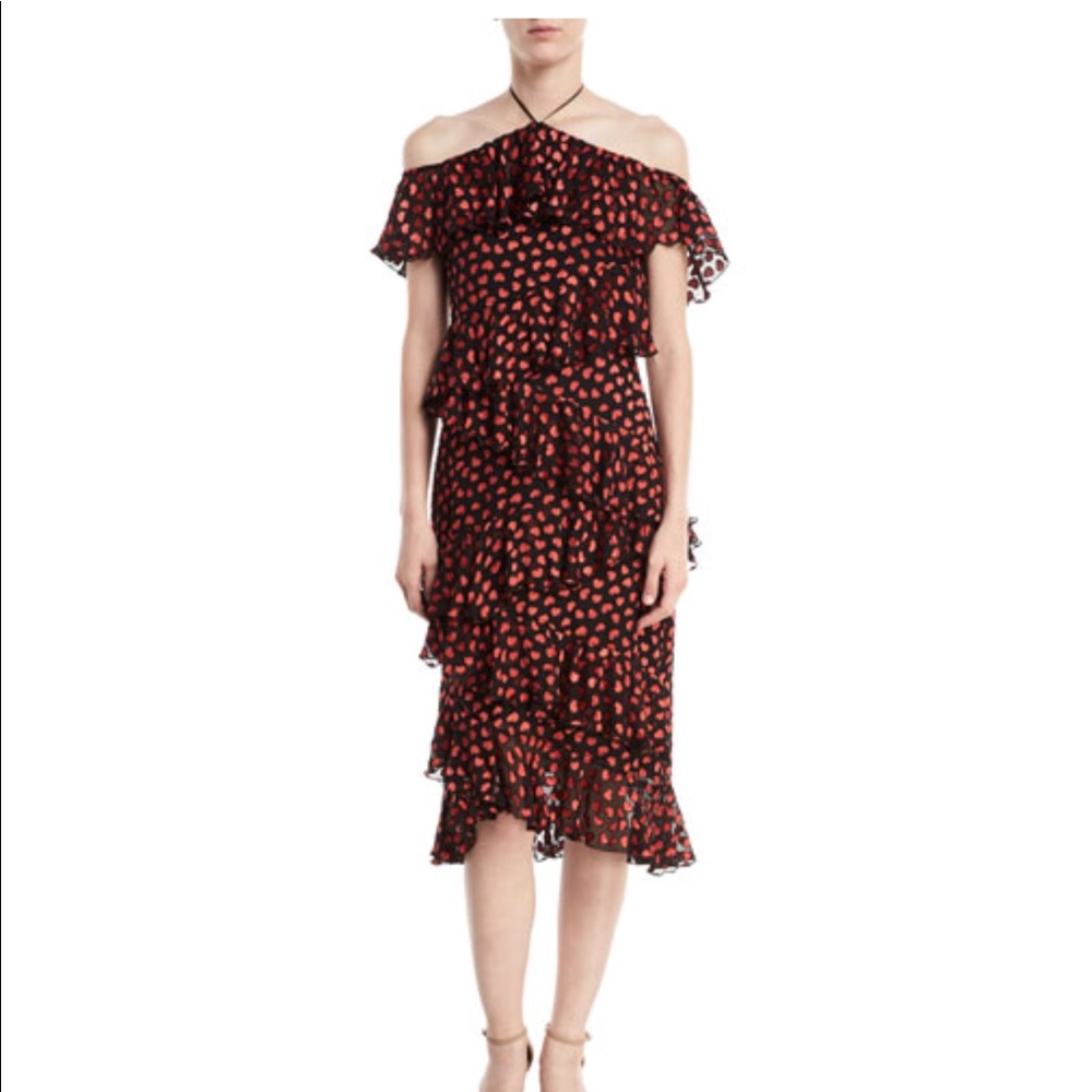Annabeth Off-Shoulder Hearts Burnout Velvet Dress
